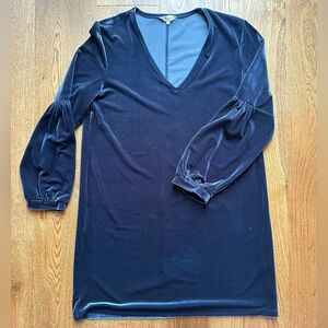 Madewell Velvet Balloon-Sleeve Dress, Navy, Medium